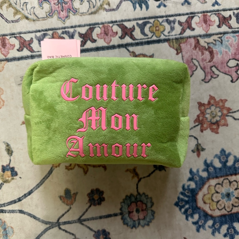 Juicy Couture Green and Pink Plush Pouch